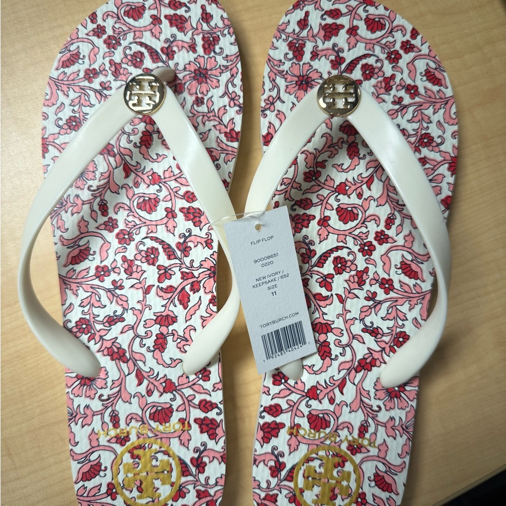 Tory Burch Floral Flip Flops